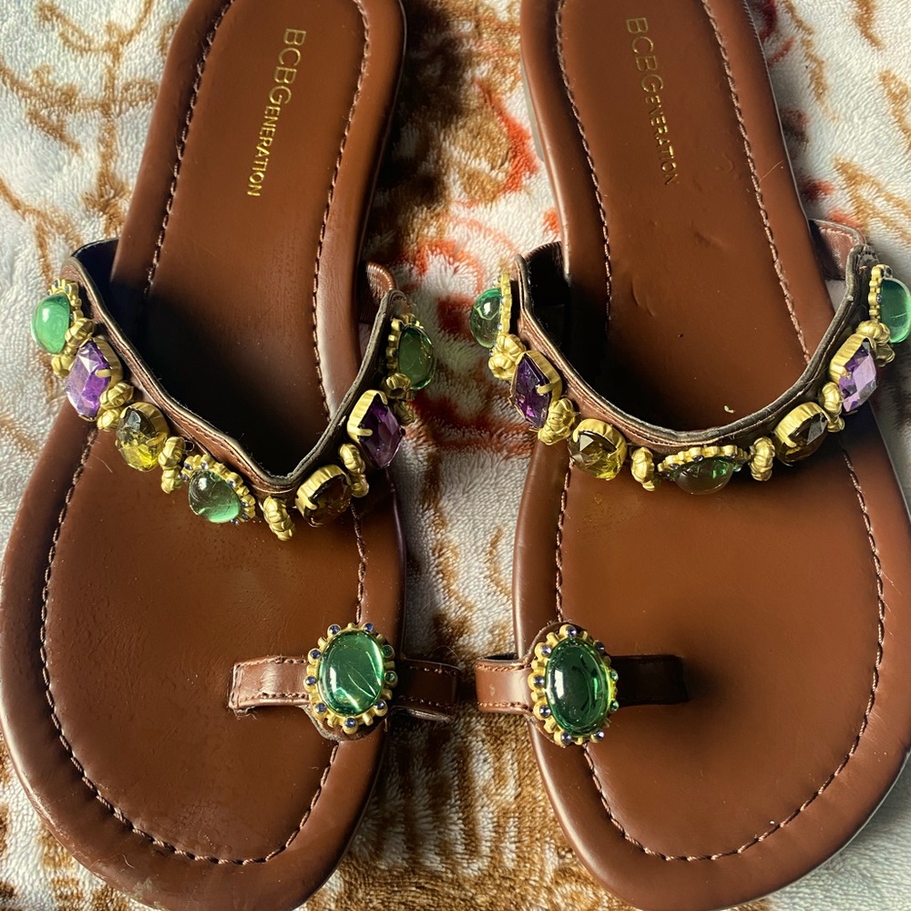 BCBG jeweled sandals
